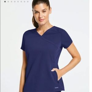 Jaanuu women’s 3 pocket mock wrap scrub top